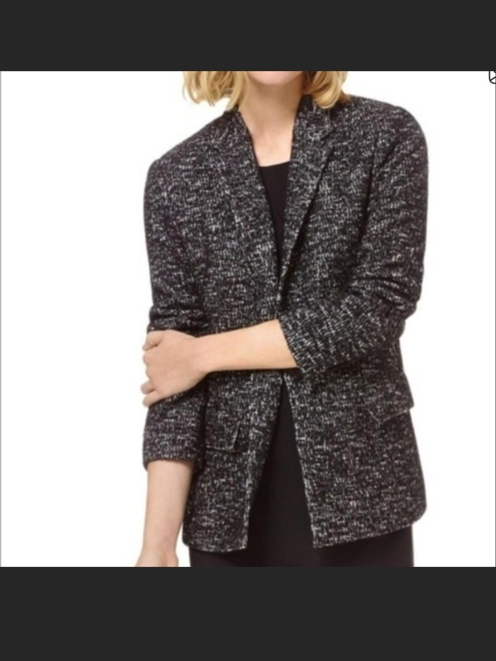 Wilfred Black and White Tweed One Button Blazer